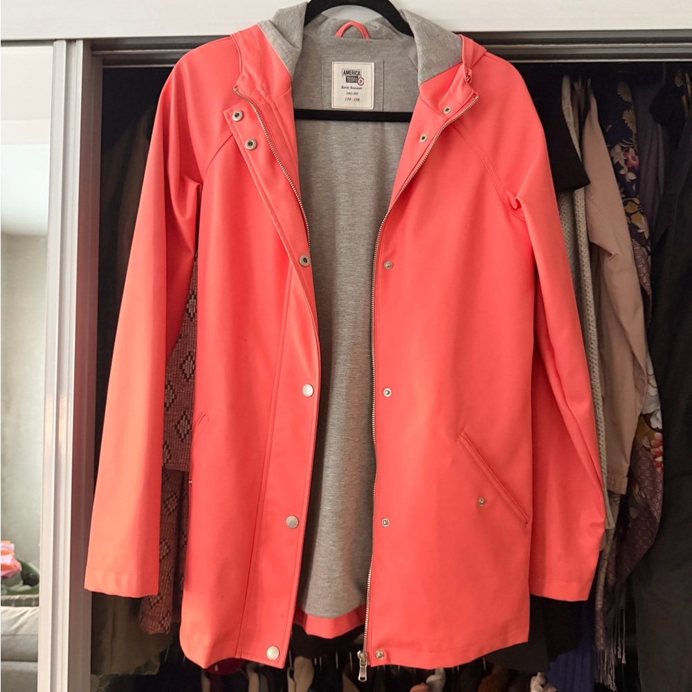 America Today Women's Coral Rain Jacket